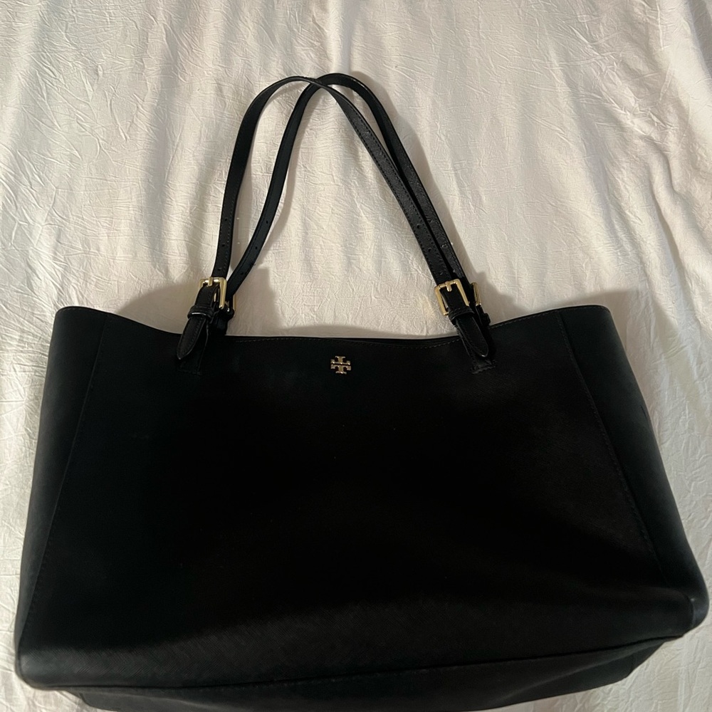 Tory Burch Black Tote with Gold Accents